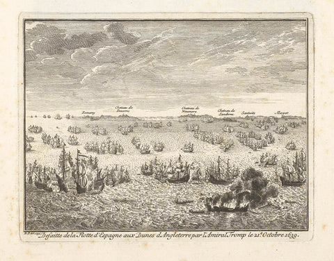Battle of Duins, 1639, Bernard Picart (attributed to), 1732 - 1733 Canvas Print