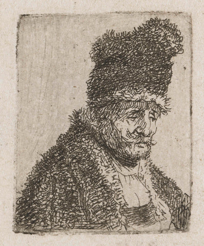 Old Man in a Fur Coat and Tall Hat, Rembrandt van Rijn, c. 1629 Canvas Print