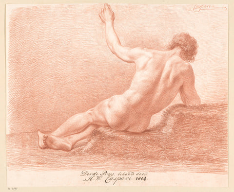 Seated male nude, seen on the back (3rd prize 1804), Hendrik Willem Caspari, 1804 Canvas Print