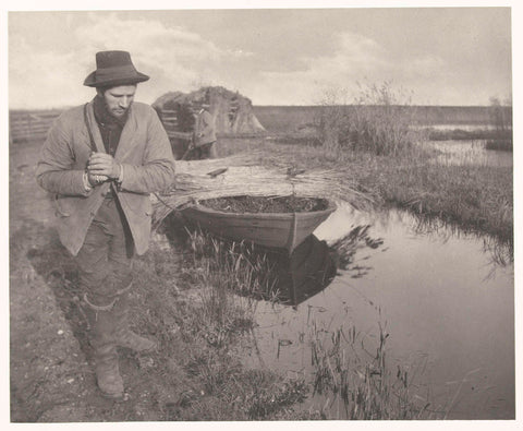 Towing the Reed by Boat, Peter Henry Emerson (attributed to), 1885 - 1886 Canvas Print