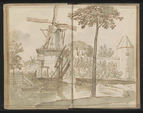 Delftse Molen to de Spoorsingel, Johannes Huibert Prins, c. 1783 - c. 1797 Canvas Print