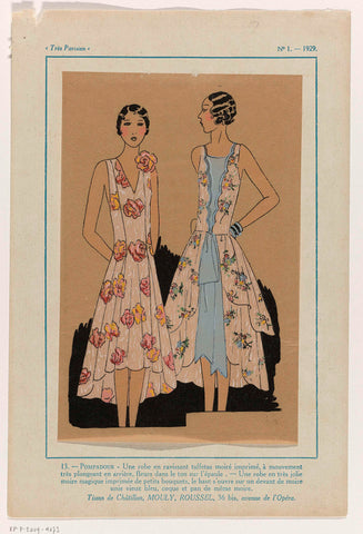 Très Parisien, 1929, No. 1 : 13.- POMPADOUR - Une robe en ravissant (...), anonymous, 1929 Canvas Print