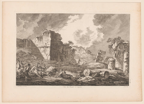 View of the ruins of the Theatre of Sparta, Jacques-Philippe Le Bas, 1758 Canvas Print