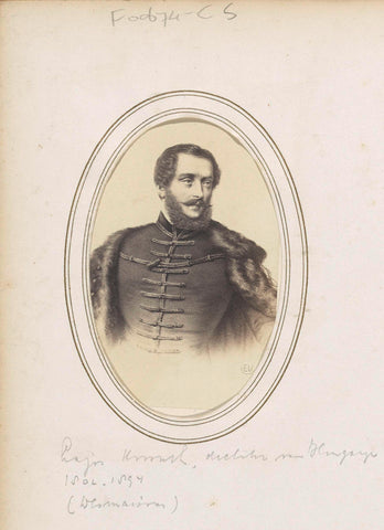 Photo reproduction of a drawn portrait of Lajos Kossuth, Hungarian politician, Émilien Desmaisons, 1855 - 1870 Canvas Print