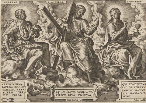 Three Apostles Peter, Andrew and John, Pieter van der Heyden, 1568 Canvas Print