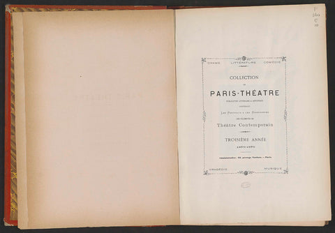 Paris-Théatre troisième année 1875-1876, V. Fillion et Cie., 1875 - 1876 Canvas Print