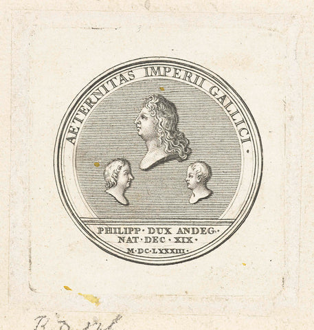 Medal with three busts, Gerard Edelinck, 1702 Canvas Print