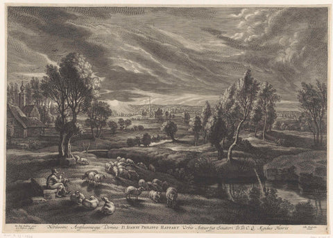 Landscape with shepherd and flock of sheep, Schelte Adamsz. Bolswert, 1596 – 1659 Canvas Print