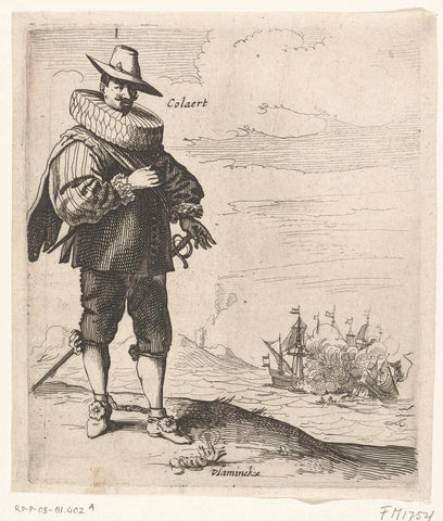 Cartoon on Jacques Colaert, caper commander of Dunkirk, 1636, Salomon Savery, 1636 Canvas Print