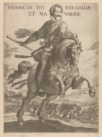 Henry IV, King of Spain, on horseback, Antonio Tempesta, 1593 Canvas Print