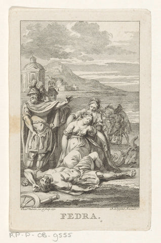 Theseus mourns at the body of hippolytos, Reinier Vinkeles (I), 1771 Canvas Print