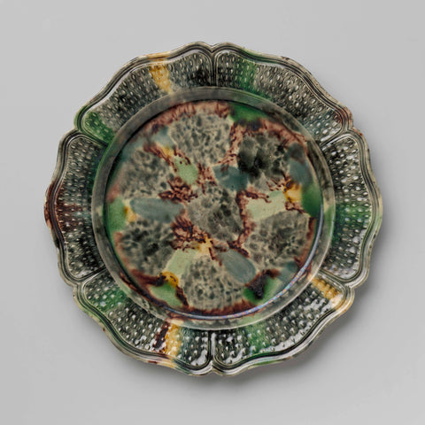 Plate of multicolored hard-baked pottery; Staffordshire, anonymous, c. 1750 - c. 1780 Canvas Print