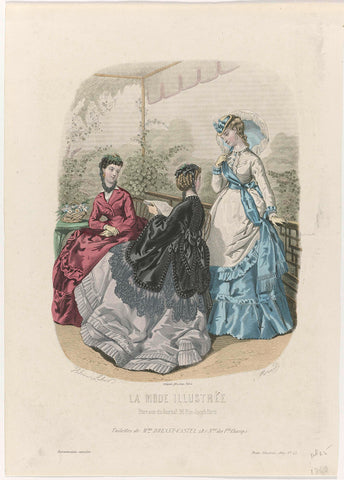 La Mode Illustrée, 1869, No. 25: Toilettes de Mme Breant-Castel (...), Huard, 1869 Canvas Print