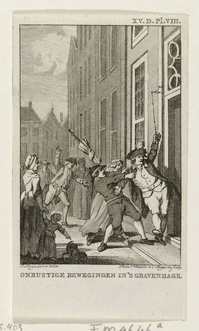 Unrest among Orange-minded people in The Hague, 1785, Reinier Vinkeles (I), 1785 - 1795 Canvas Print