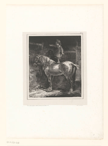 Small child standing on the back of a horse, Nicolas Toussaint Charlet, 1828 Canvas Print