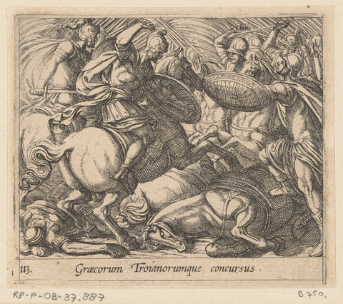 Greeks in combat with Trojans, Antonio Tempesta, 1606 Canvas Print