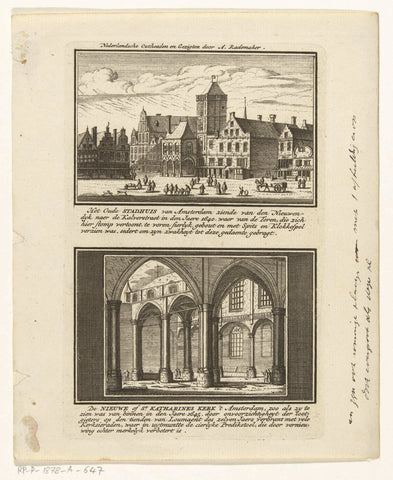 Oude Stadhuis Amsterdam, 1640 and the Nieuwe Kerk Amsterdam, 1645, J.M. Bregmagher, c. 1726 Canvas Print