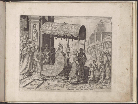 Execution of the task of the clergy by the Pope, Philips Galle, 1563 - 1570 Canvas Print