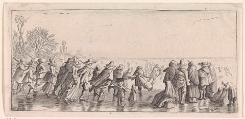 Skaters on the ice, Jan van de Velde (II), 1631 Canvas Print