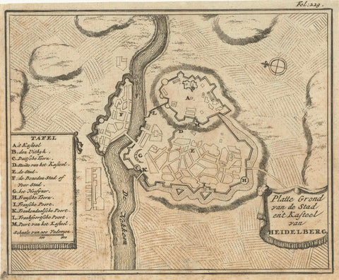 Map of Heidelberg, Jan Luyken, 1693 Canvas Print