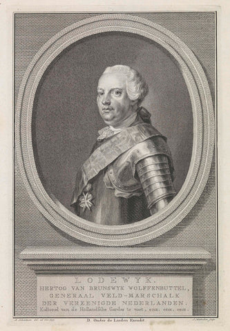 Portret van Lodewijk van Brunswijk-Wolfenbüttel, Jacob Houbraken, 1755 Canvas Print