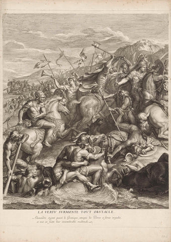 Slag aan de Granicus (linkermiddenblad), Gérard Audran, 1672 Canvas Print