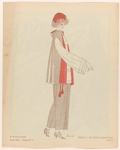 Gazette du Bon Ton, 1922, No. 10, Pl. V: Prélat de petit manteau / (Rome), David, 1922 Canvas Print