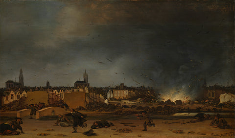 The explosion of the powder magazine in Delft, 12 October 1654, Egbert Lievensz. van der Poel, 1654 - 1660 Canvas Print