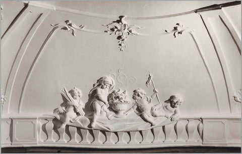 Detail of ceiling with putti at a fire (Winter), after restoration, 1982 Canvas Print