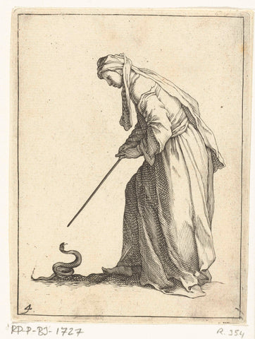 Woman with a snake, Frederick Bloemaert, after 1635 - 1669 Canvas Print