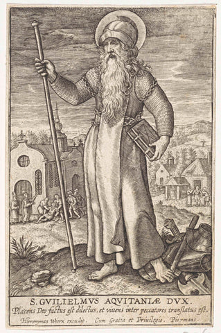 H. Wilhelmus of Aquitaine, anonymous, Hieronymus Wierix, 1563 - before 1619 Canvas Print