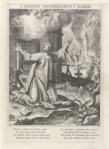 Saint Anian begs for death, Raphaël Sadeler (I), 1615 Canvas Print