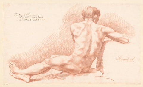 Seated male nude, seen on the back (3rd prize 1784), Mijnderd Doornbosch, 1784 Canvas Print