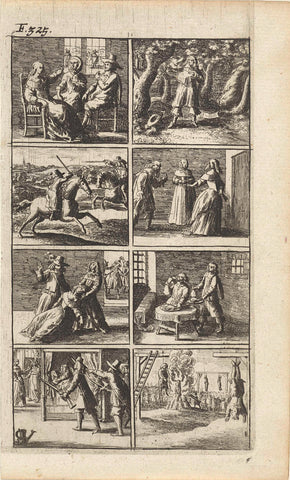 Story with depictions of murder and death penalty (F. 325.), Abraham Dircksz. Santvoort, 1667 Canvas Print