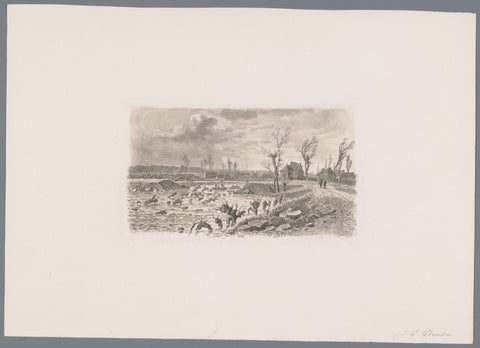 Dike breach in Lienden, 1855, Jacobus Sörensen, 1855 Canvas Print