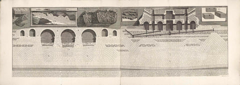 Foundation and cross-sections of the Engelenburcht and the Engelenbrug in Rome, Giovanni Battista Piranesi, c. 1756 - c. 1757 Canvas Print