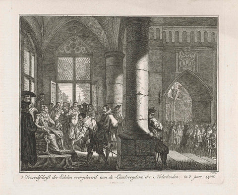 Handing over the Supplication of the Nobles to the Governor Margaret of Parma, 1566, Simon Fokke, 1729 - 1766 Canvas Print