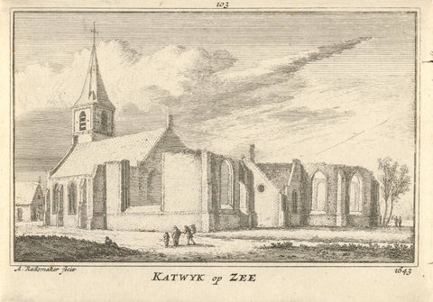 View of the church in Katwijk aan Zee, 1643, Abraham Rademaker, 1727 - 1733 Canvas Print