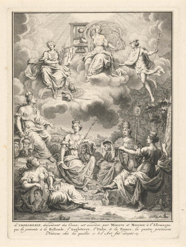 Title page of Prosper Marchand, Histoire de l'origine de l'imprimerie, 1740, Jacob van der Schley, 1740 Canvas Print