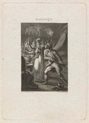 Radagijs opposes his Anglo-Saxon bride, 534, Jacob Ernst Marcus, 1818 Canvas Print