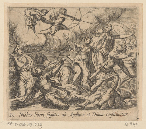 Apollo and Diana kill Niobe's children, Antonio Tempesta, 1606 Canvas Print