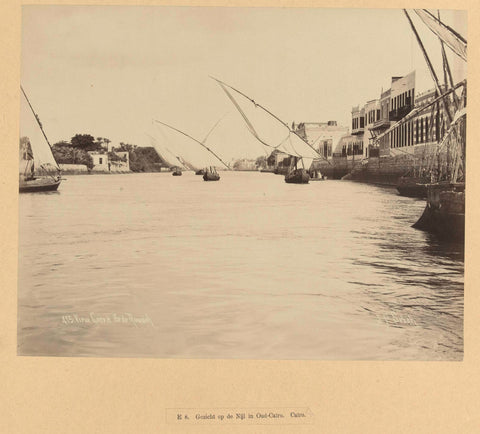 Sailing ships at the island of El Raoudha in Cairo ., Pascal Sébah, c. 1888 - c. 1898 Canvas Print