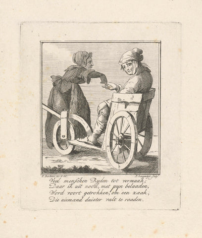 Lame man in three-wheeled cart, Pieter Langendijk (II), c. 1770 Canvas Print