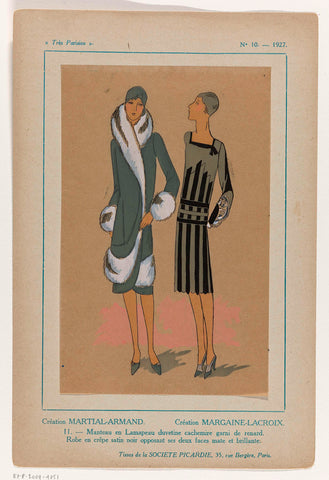 Très Parisien, 1927, No. 10: -11. Creation MARTIAL-ARMAND. Creation MARGAINE-LACROIX. / 11. - Manteau (...), anonymous, 1927 Canvas Print