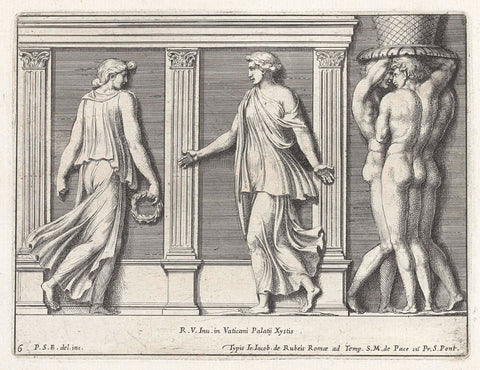 Ornament from Raphaël's Loggia, Pietro Sante Bartoli, 1645 - 1700 Canvas Print