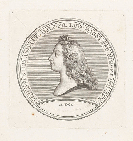 Medal with bust of Philip V of Spain, Gerard Edelinck, 1702 Canvas Print