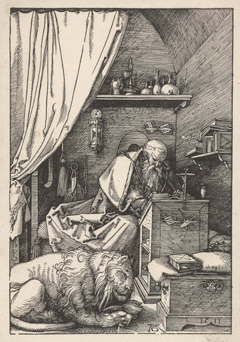 Saint Jerome in his study room, Albrecht Dürer, 1600 - 1649 Canvas Print