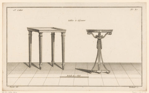 Vierkante en ronde tafel, Pierre Gabriel Berthault, 1772 - 1779 Canvas Print