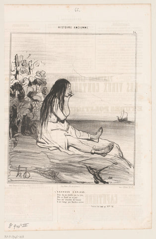 Caricature of Ariadne on the island of Naxos, Honoré Daumier, 1842 Canvas Print