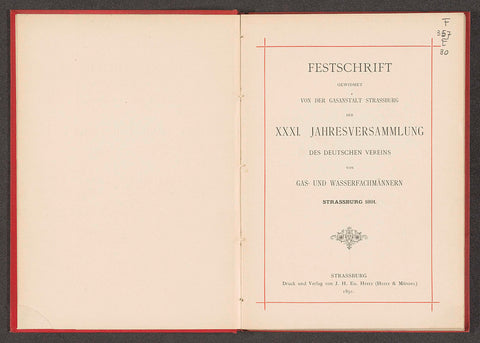 Festschrift gewidmet von der Gasanstalt Strassburg der XXXI. Jahresversammlung des deutschen Vereins von Gas- und Wasserfachmännern Strassburg 1891, J.H. Ed. Heitz (Heitz & Mündel), 1891 Canvas Print